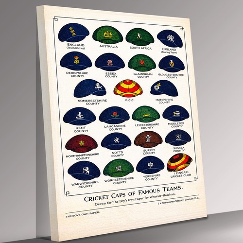 Cricket caps canvas print - cricket,