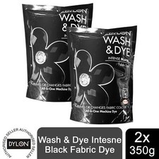 Dylon Wash & Dye Fabric Dye, Intense Black, 2 Packs of 350g
