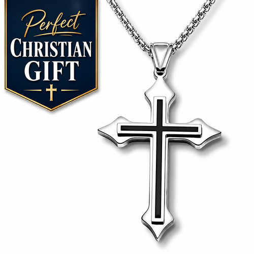 Mens silver crucifix necklace - crucifix,