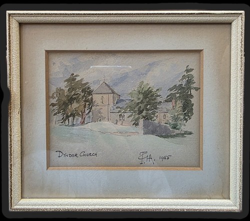 Framed watercolour study of - -,