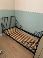 Ikea ‘Minnen’ Extendable Childrens Bed - Black - Includes Matress