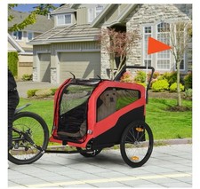PawHut 2-in-1 Dog Bike Trailer Stroller Red BNIB