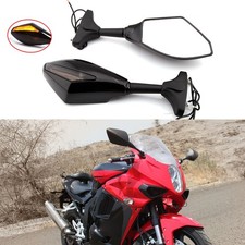 2x For Hyosung GT125R GT250R GT650R GT650S​ Gloss Side Mirrors + LED Turn Signal