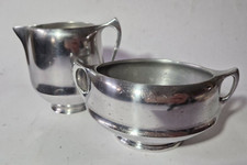 MID CENTURY MODERN PICQUOT WARE MAGNALIUM SUGAR BOWL & MILK JUG