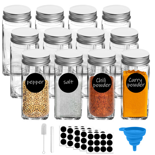 12pcs glass spice jars with - jars,