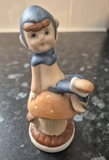 Vintage Pixie/ Elf On Mushroom
