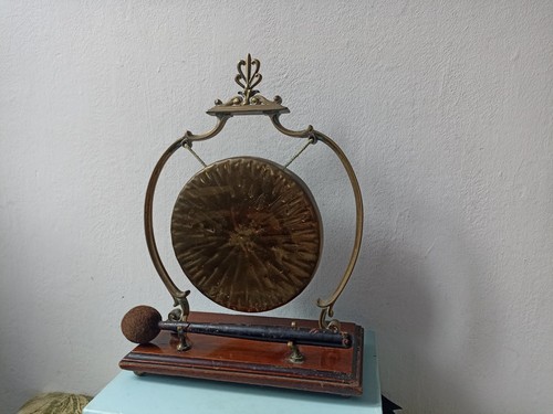 Antique brass dinner gong with - antique,