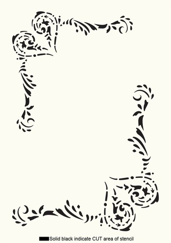 Heart corner stencil ornament - heart,