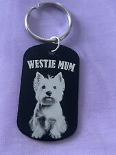 Westie Mum  Engraved West Highland Terrier Black keyring With gift Bag