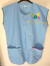 SASSY APRON Sz XXXL 3XL BLUE WHITE GINGHAM APPLIQUE NOISY PINNY PINNIE SLIPPERY