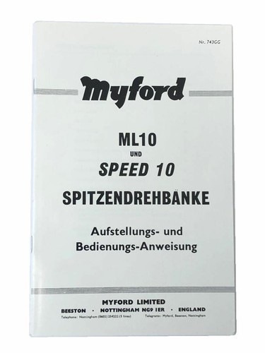 Original myford ml10 speed - original,