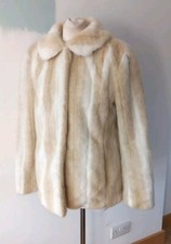 Wallace Sacks Faux Fur Jacket Vintage Neutral Evening Party Cocktail Fits UK 12