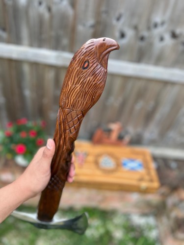 Hand carved wood handle - carved,