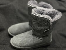 Bearpaw Abigail Grey Suede Shearling Fur Boots Toggle Closure UK 6 BNWOB 