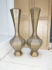 A HUGE PAIR OF VINTAGE BRASS