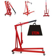 Red Hydraulic Engine Hoist Crane Stand Folding Workshop Lifting Tools 1000KG