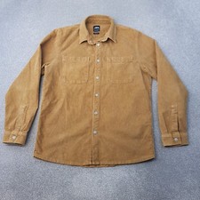 Zara Mens Shirt Large Brown Corduroy Relaxed Worker Overshirt Factory Field
