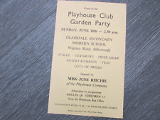 Glaisdale Secondary School Bilborough Playhouse Garden Party June Ritchie Flyer