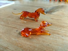 Vintage Pair of  Murano Brown Glass Miniature Dachshunds 1900s Perfect condition