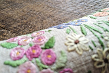 Vintage Antique House Embroidery on Linen Backing