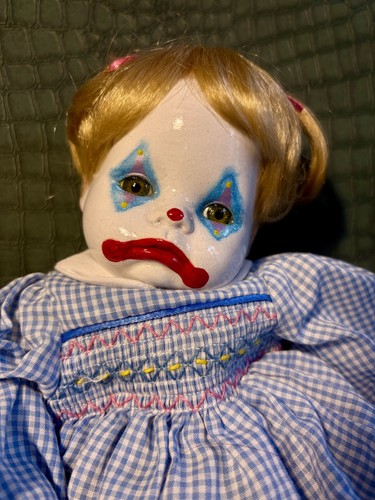 Sad clown porcelain doll - , hand