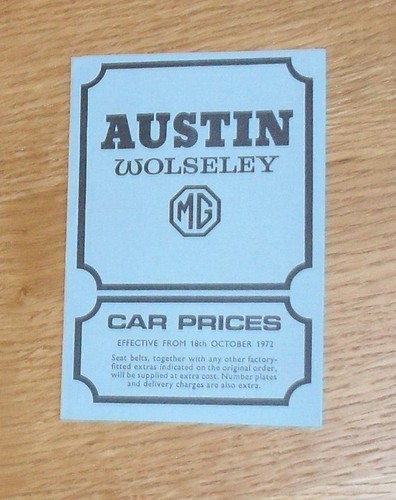 Austin wolseley price - wolseley, mg