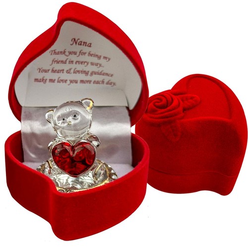 Red heart teddy bear - heart, nanna