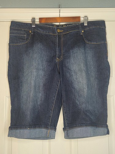 Women dark blue jeans shorts - blue,