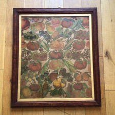 Old Vintage Antique Victorian Style Fruit & Vegetable Decoupage Picture - Framed