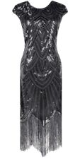Sequin Fringed 1920’s Style GATSBY FLAPPER Fancy Cocktail DRESS + Accessories