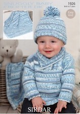 Sirdar Snuggly Crofter  DK Knitting Pattern - 1926 Sweater, Hat & Blanket