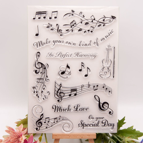 Music score clear stamps - clear,