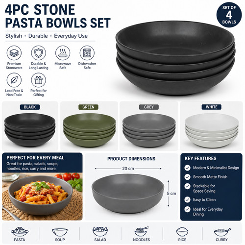 Set stoneware pasta bowls - stoneware,
