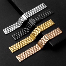 Quality Three Beads Solid Stainless Steel Watch Band Strap 304 Metal 16mm-24mm