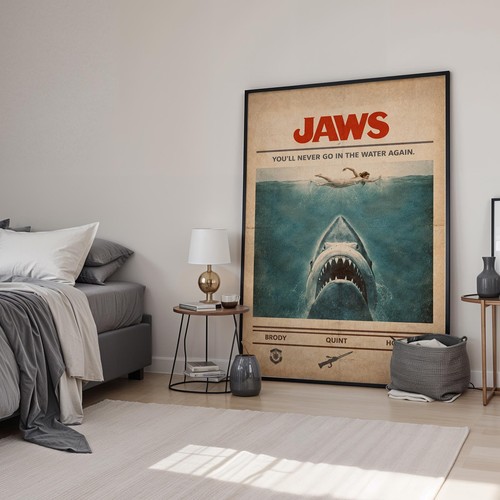Jaws 1975 retro minimal - retro, movie