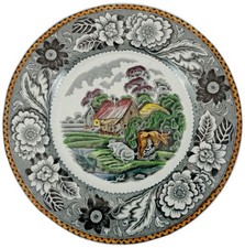 1950s English Wood & Sons Transferware Plate "Woodland", Burslem