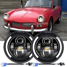 Fit Triumph Spitfire 1974-1980 Pair 7" inch Round LED Headlights Halo Angel Eyes