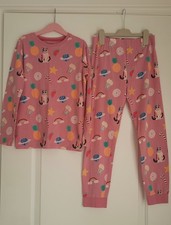 M&S Girls Pink Festive Long Sleeved Pyjamas Age 10-11 Years