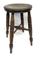 Antique Victorian Ash & Elm Stool / Bar Stool / Kitchen Stool (stool 21)