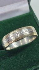 Vintage BBros 9ct Gold Sterling Silver Mens Wedding Band Ring Size V