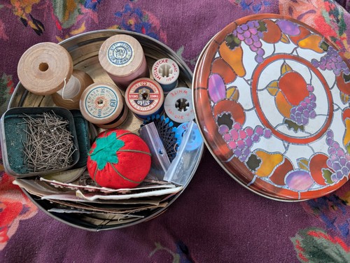 Vintage sewing tin and - vintage,