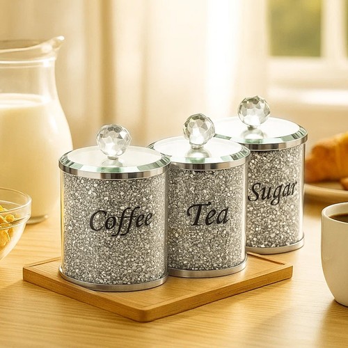 3pcs silver sugar - sugar, canisters
