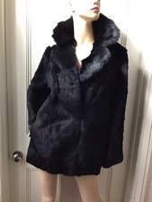 black Fur Coat UK 12 Soft Real