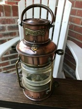 Vintage Brass Oil Lamp Nautical Maritime Ship Lantern Anchor Boat Light Decor