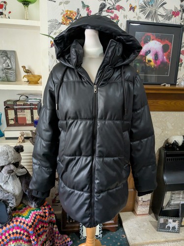 Zara black hooded faux - , leather