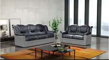 Faux Leater 3 2 Seater Set Black/White Black/Grey Texas Living Room 