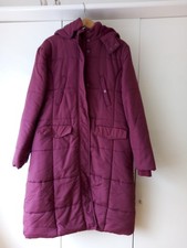 Cotton Traders Ladies Long Padded Coat - Faux Fur Lined Hood - Size 16 -NWT