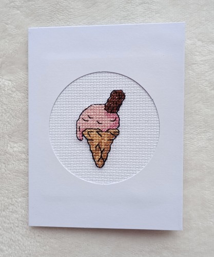 Handmade cross stitch card - cross,