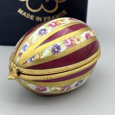 Dubarry Limoges France Porcelain Egg Box Gilt Floral 7cm Original Blue Box