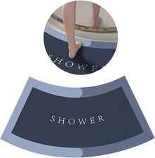 Curved Bath Mat for Quadrant Bathroom Cubicle, 10s Super Absorbent Fan-Shaped F